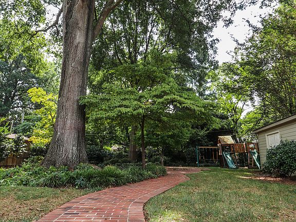 Private backyard with brick 