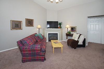 Living room with fireplace