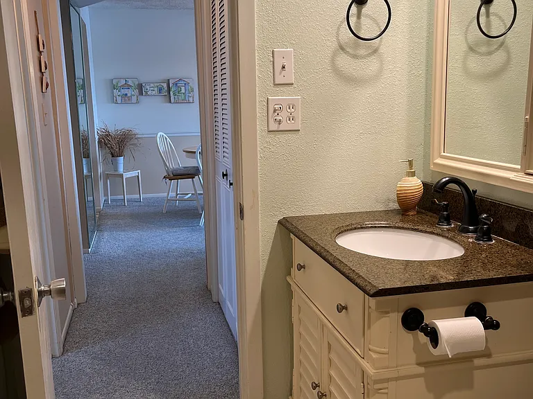 Second bath with walking shower.