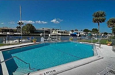 Heated canalside swimming pool