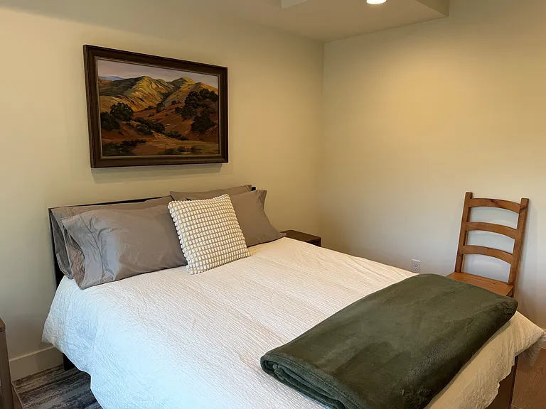 Lower level bedroom with queen bed