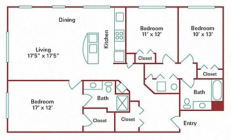 Floor plan *Phase Two* 3 Bedroom Apartment