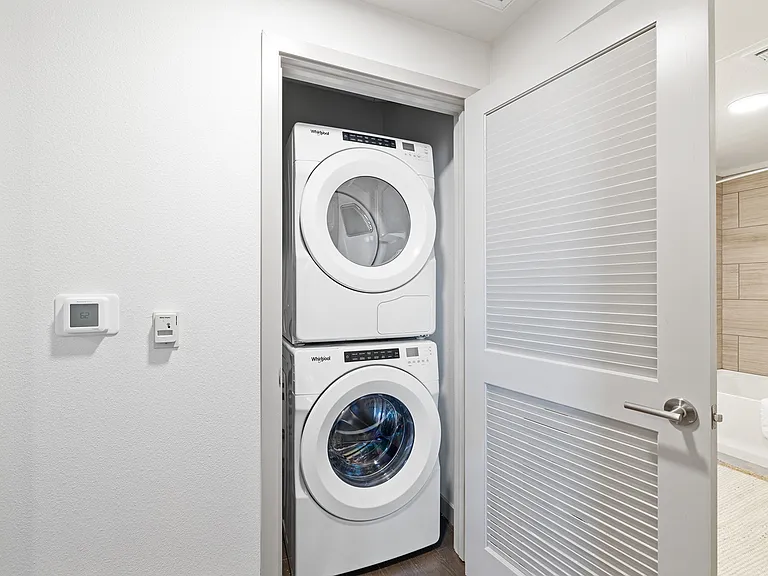Enjoy the ease of in-home laundry with your own stacked washer and dryer.