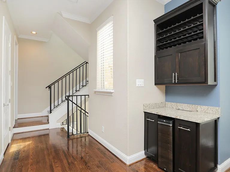 Wine storage with small fridge for beverages