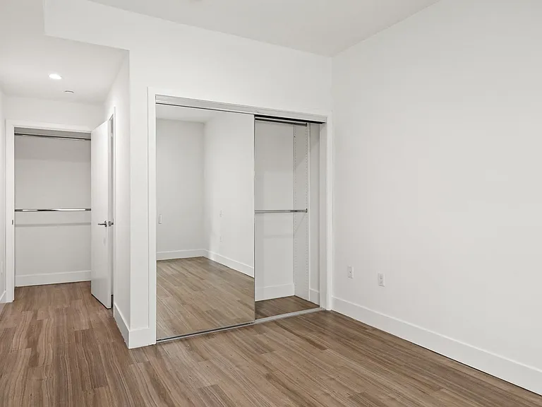 Bedroom with Two Closets and Vinyl Flooring