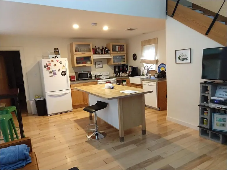 View of kitchen from living area.