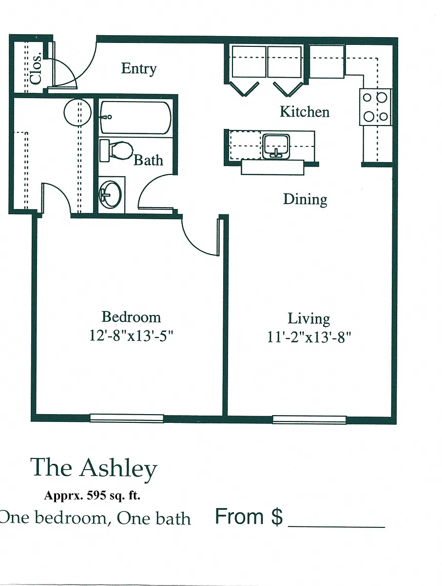Floor plan 1 Bedroom, 1 Bath