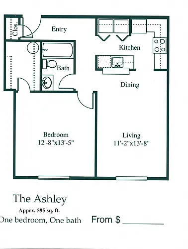Floor plan 1 Bedroom, 1 Bath