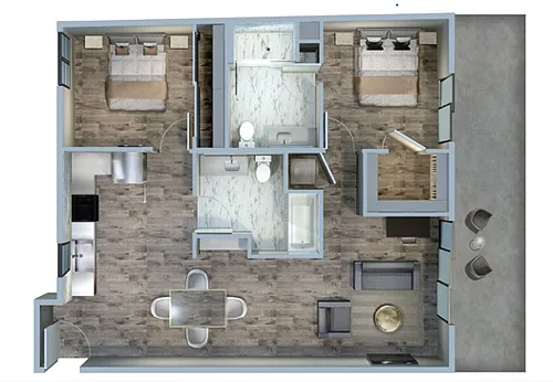 Floor plan 2Bed/2Bath-2C
