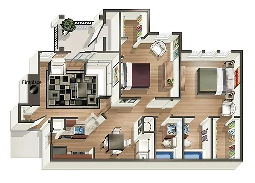Floor plan B2 - 2 Bedroom, 2 Bathroom