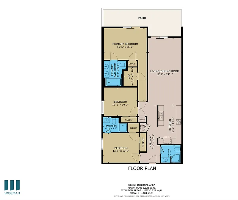 Floor plan Three-Bedroom Three-Bathroom - K