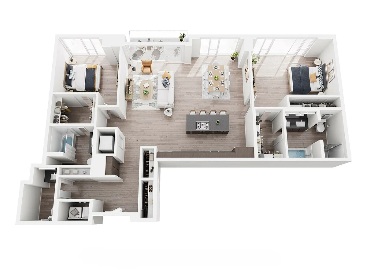 Floor plan Penthouse 2 Bed, 2.5 Bath - G