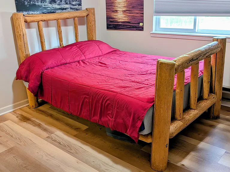 Twin log bed available if needed.