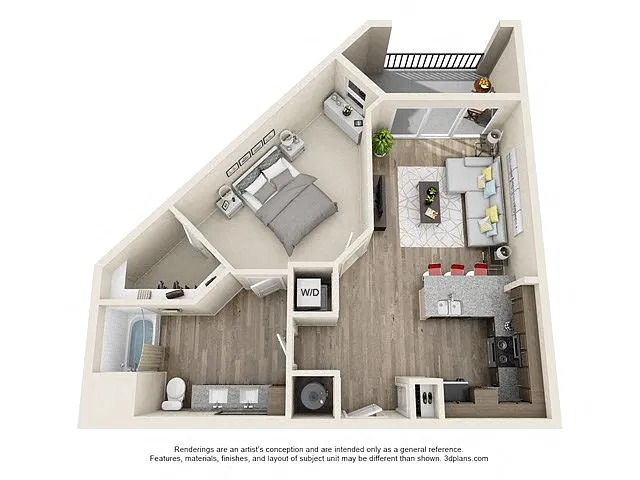 Floor plan 1 Bedroom 1 Bath A6