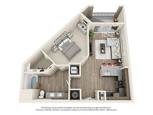 Floor plan 1 Bedroom 1 Bath A6