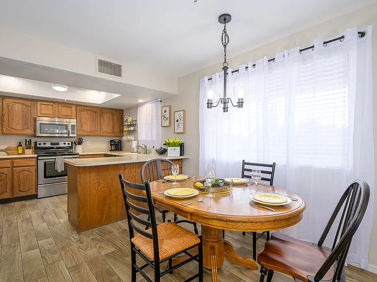 Dining area and kitchen.