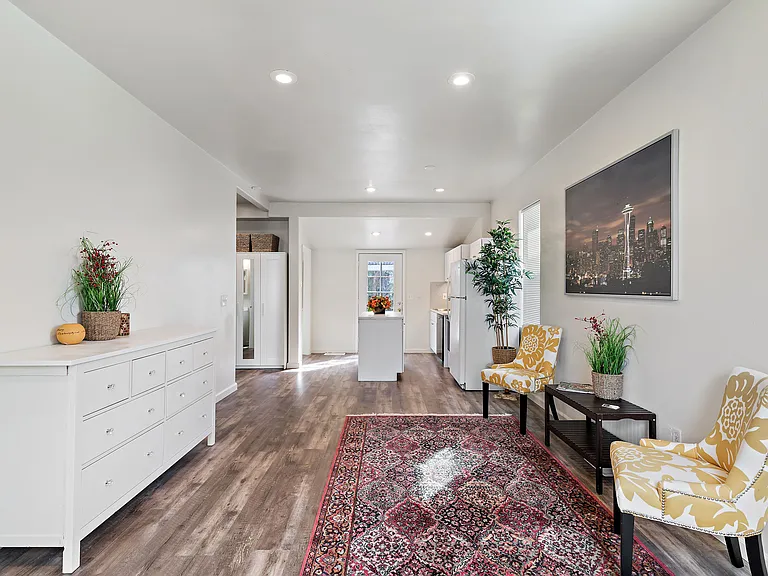 Living Room with Kitchen in Back