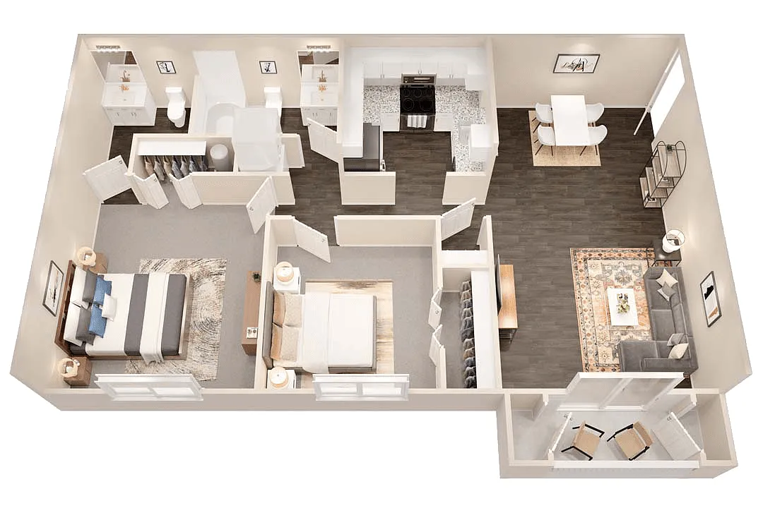 Floor plan 2 Bedroom 1.5 Bath