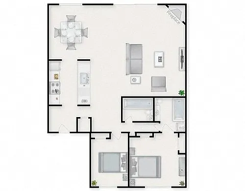 Floor plan 2 Bed 2 Bath