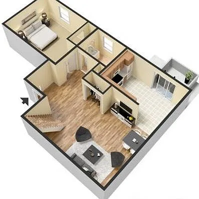 Floor plan One Bed One Bath 850