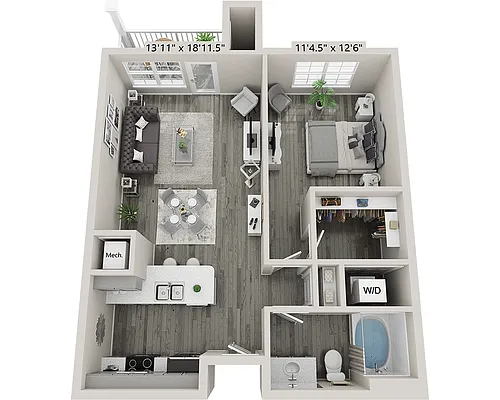 Floor plan One Bedroom A1K