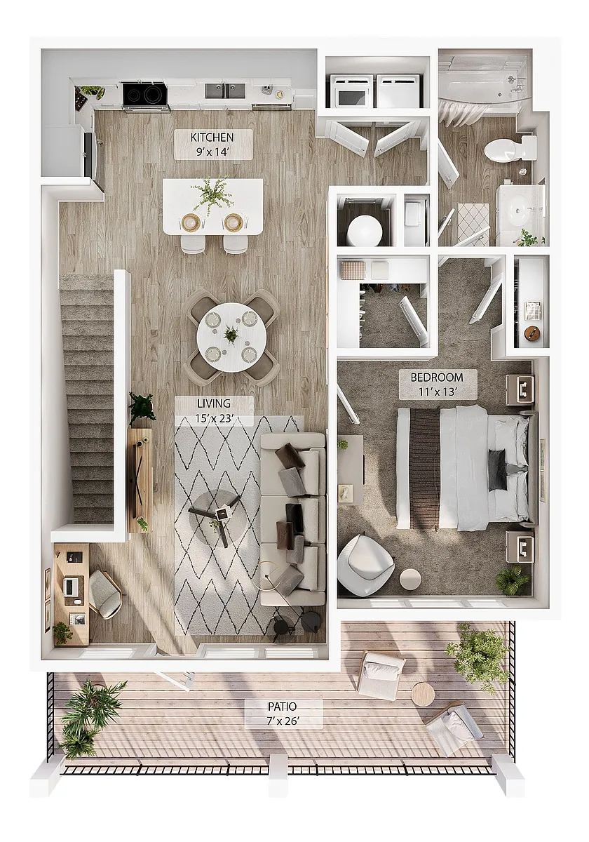 Floor plan 1 BR Designer Overlook