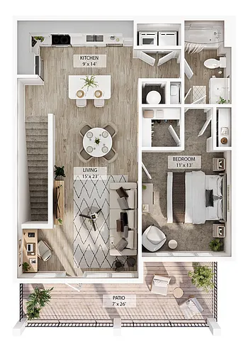 Floor plan 1 BR Designer Overlook