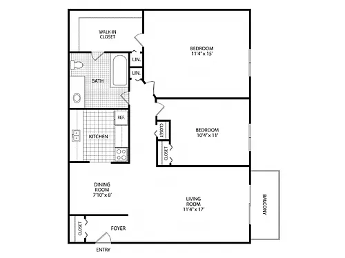 Floor plan 2 Bed 1 Bath