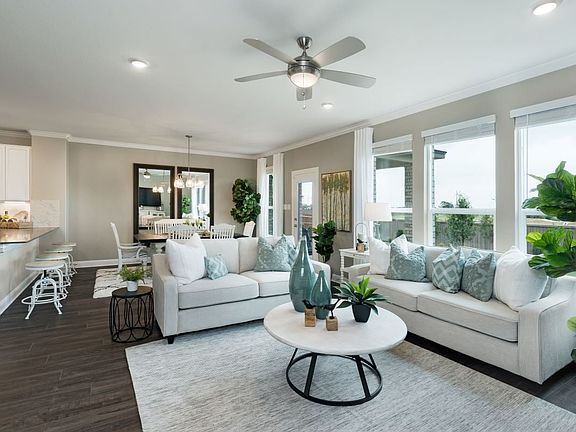 Plan 2458 Great Room as modeled at Maple Creek