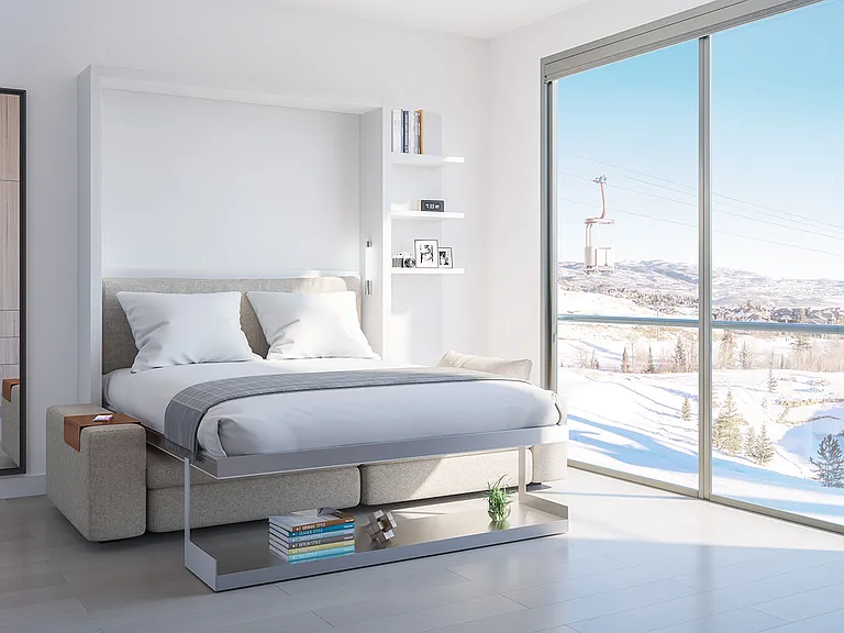__ Sofa bed open
__ The sofa bed unfolded, providing a comfortable sleeping space. Perfect for relaxing during the day and easily converting to a cozy bed at night.