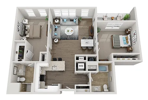 Floor plan Two Bedroom Type L Floorplan