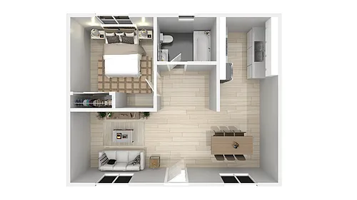Floor plan One Bedroom One Bath