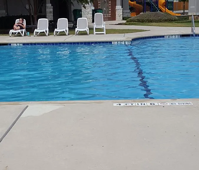 Community pool & playscape view