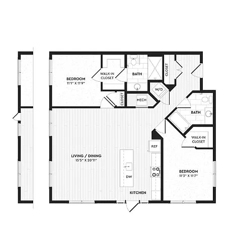 Floor plan B2 | 2 Bed | 2 Bath