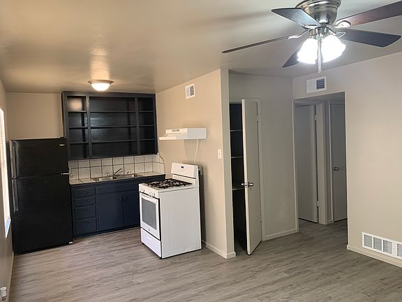 Open kitchen connected to living area