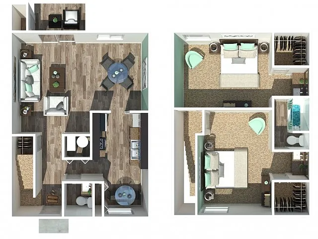 Floor plan 2 Bedroom 1.5 Bath Townhome