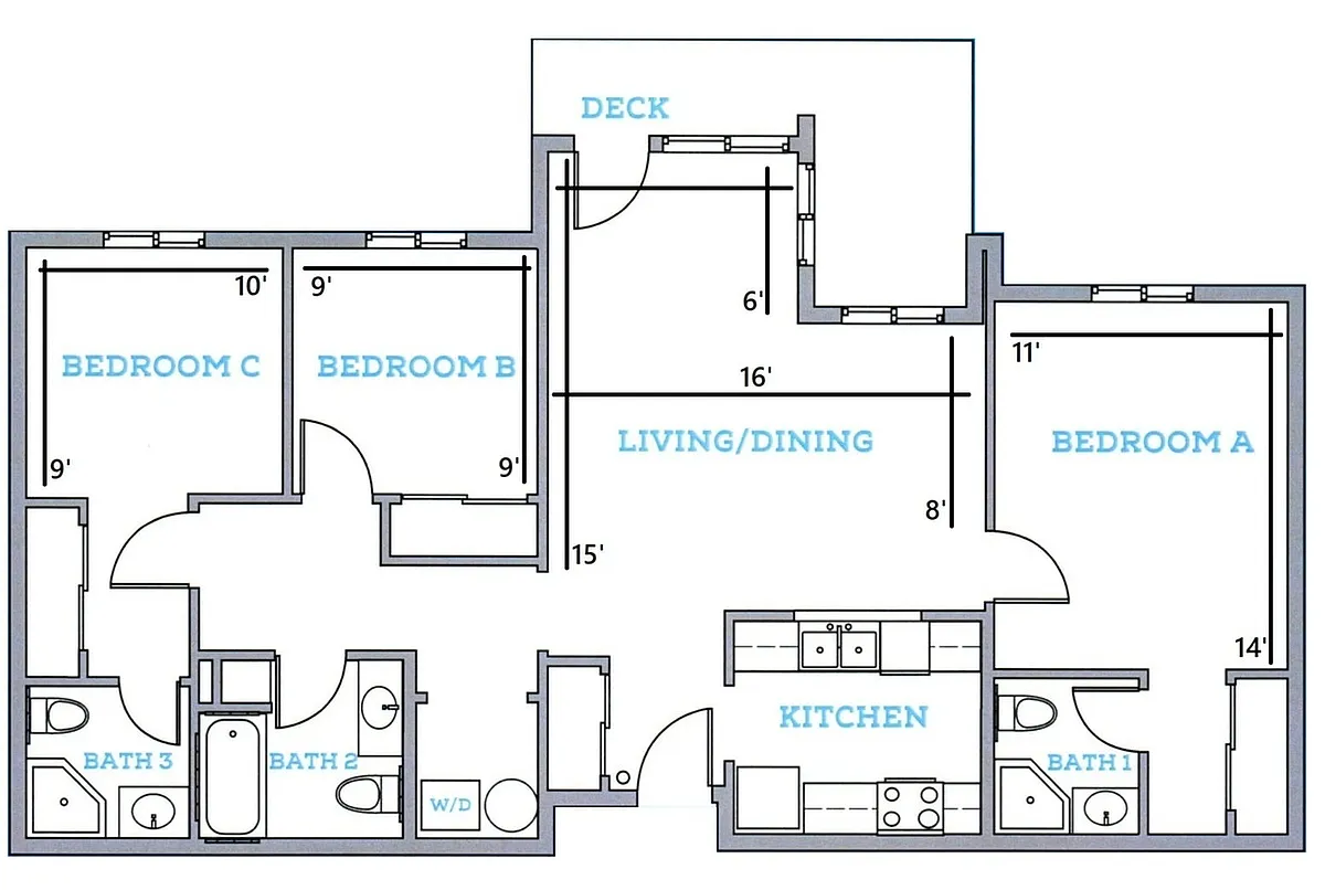 Floor plan 3BR/3BA - A