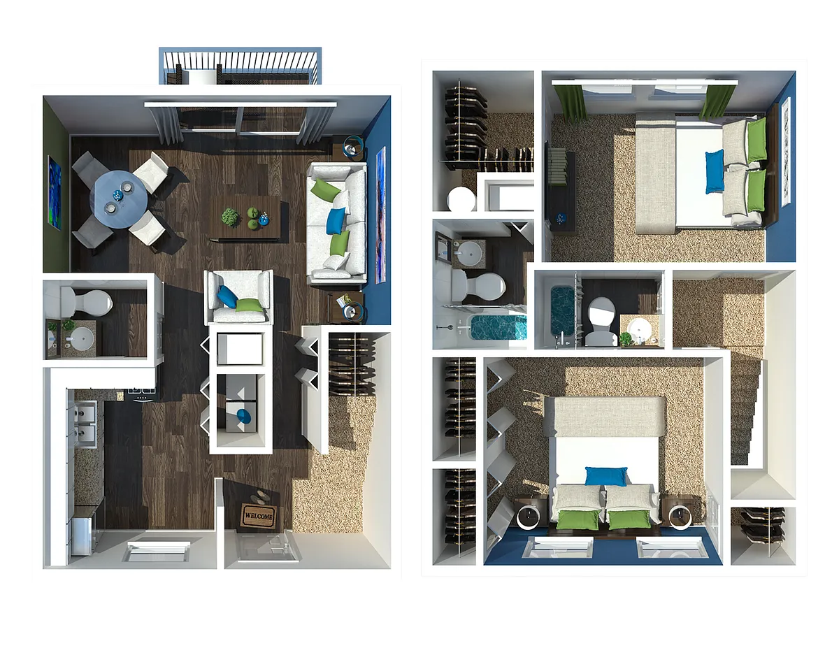 Floor plan 2 Bedroom 2.5 Bath Townhome