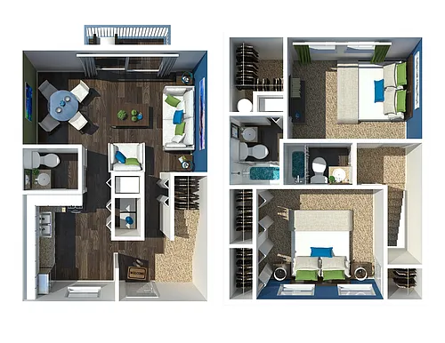 Floor plan 2 Bedroom 2.5 Bath Townhome