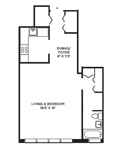 Floor plan Madison Towers- Studio - XLarge