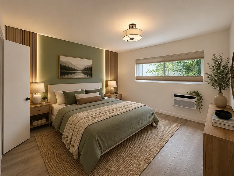 Large 2nd bedroom fits king sized bed and end table