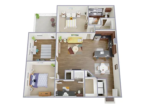 Floor plan 2 Bed, 2 Bath E (140% Income Restricted)