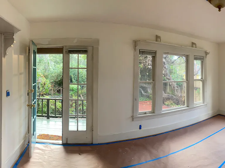 Panoramic view of rooms being painted. Finished now