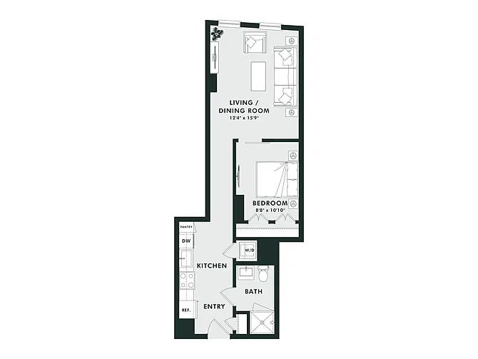 Floor plan A12 | Jr 1 Bed | 1 Bath