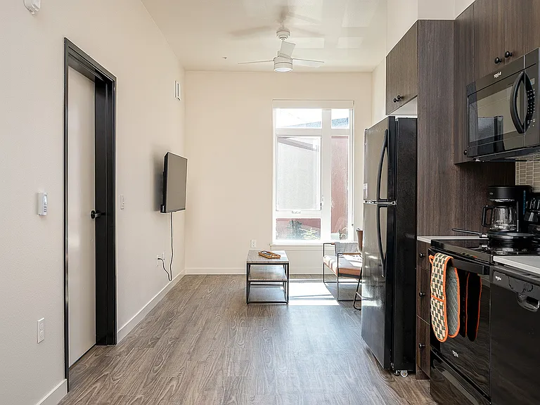 Fully Furnished One-Bedroom, One-Bathroom Floor Plan