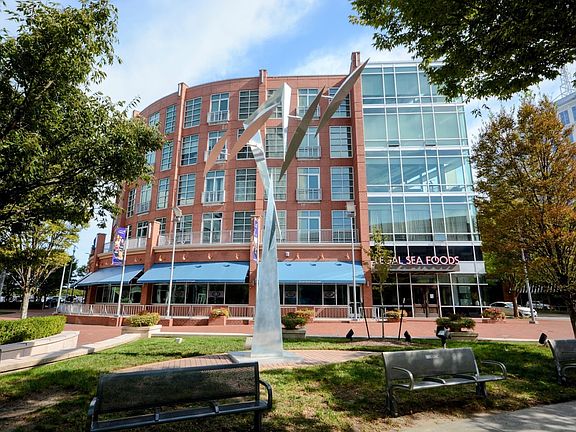 Exterior view of loft community across Sandler Plaza