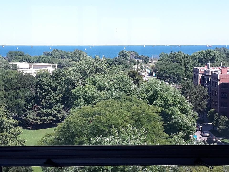 East view from unit 1005 into Lincoln Park and Lake Michigan