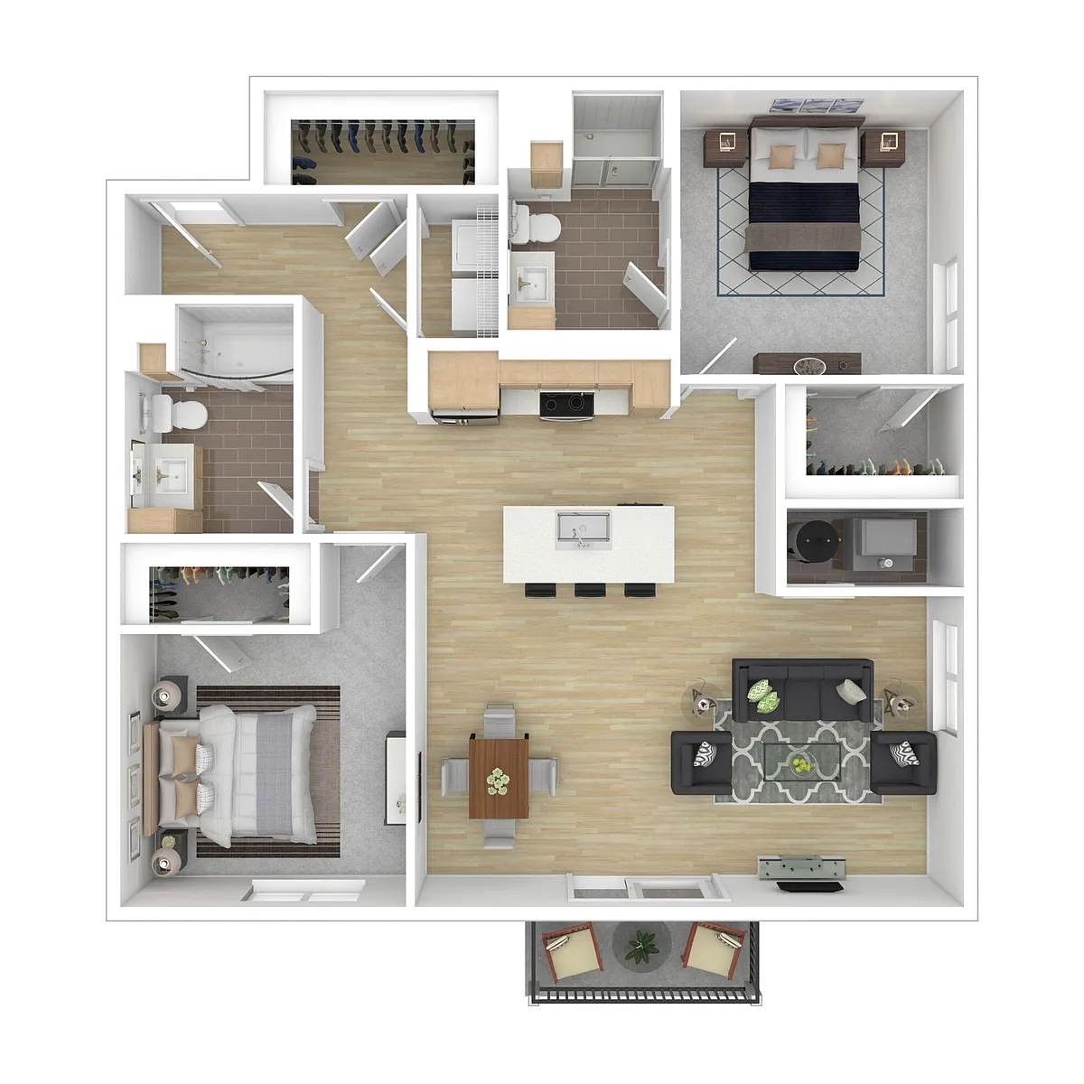 Floor plan Two Bed Two Bath 2F