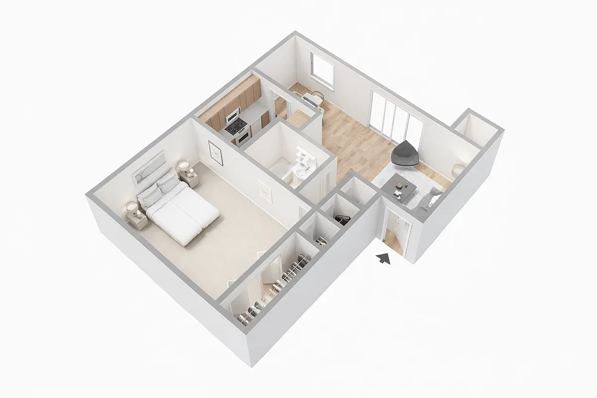 Floor plan 1 BR, 1 Bath