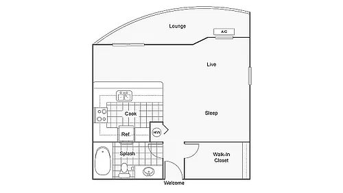 Floor plan Loft Studio Renovated Unfurnished